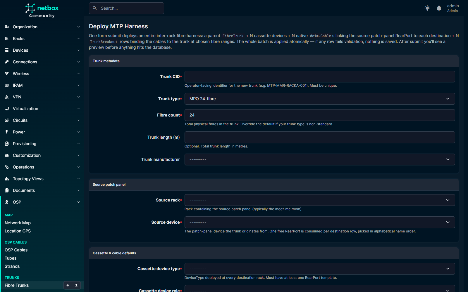 Deploy MTP Harness form